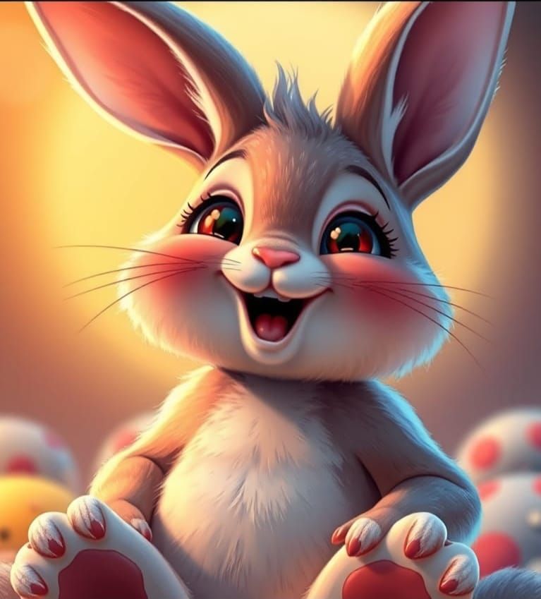 Whimsical Fluffy Bunny Laughing