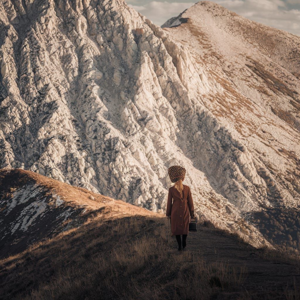 Ethereal Dusk, Lonely Figure on Ridge Line