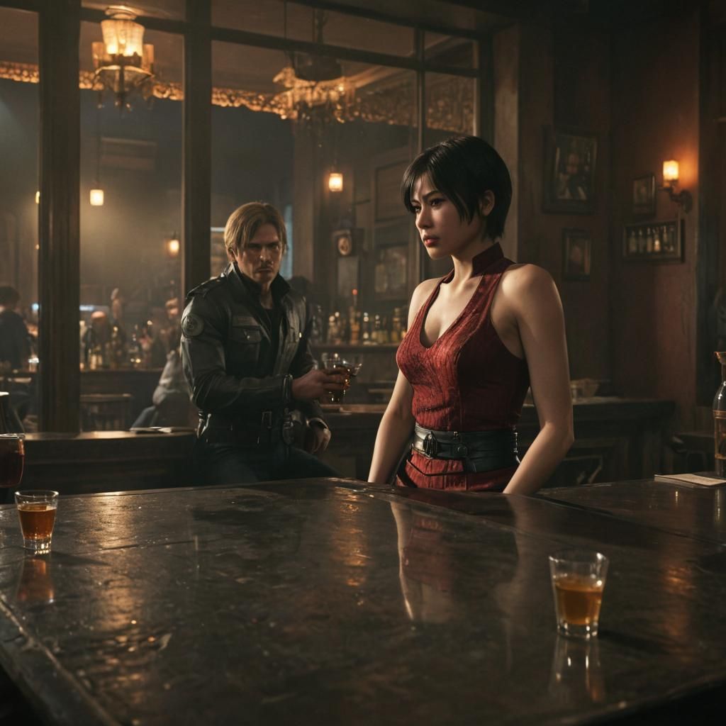 Leon and Ada: Bar Scene in Golden Hour Light