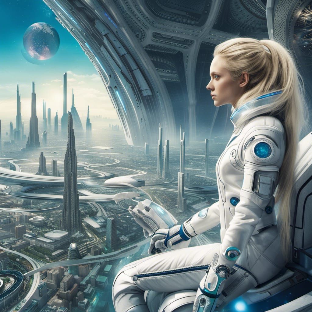 Futuristic Space City Integrated with Nature