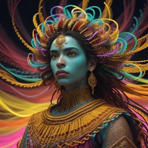 Radiant Anthropos in Glowing Attire: Digital Art