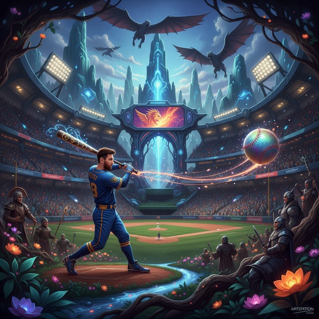 Lionel Messi Plays Baseball in MLB Stadium