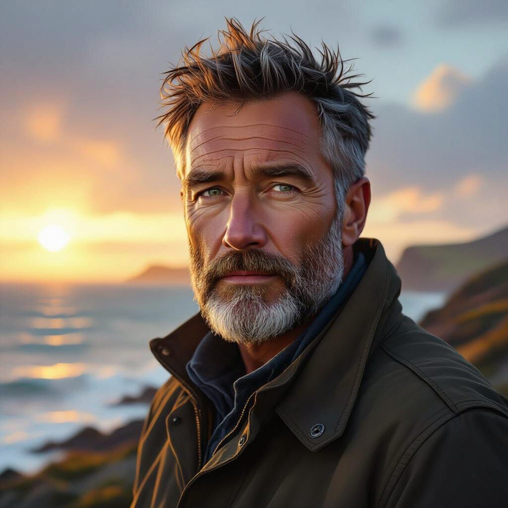 Athletic Man on Orkney Island at Golden Hour