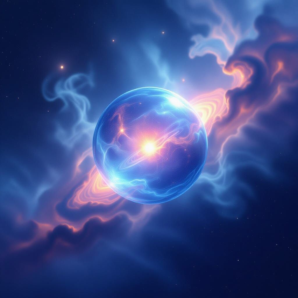 Ethereal Orb Drifting Through Cosmic Nebula