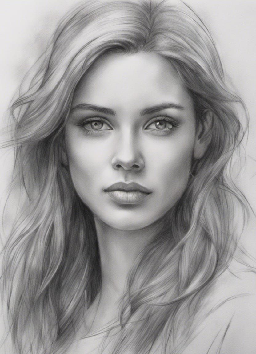 Elegant Pencil Sketch of a Beautiful Woman
