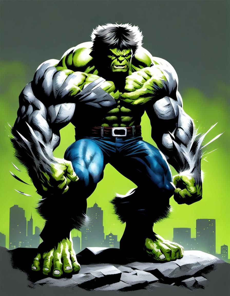 Hulk Wolverine Fusion with Gray Skin