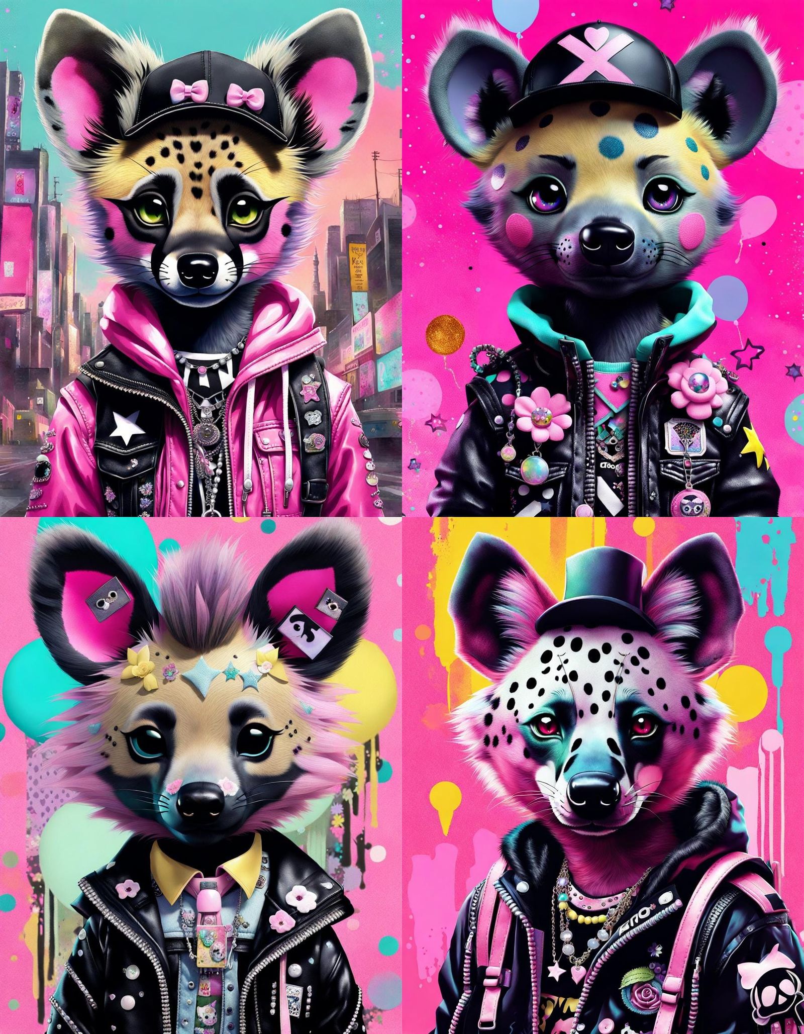 Sanrio Hyena in Pastel Goth Collage Art