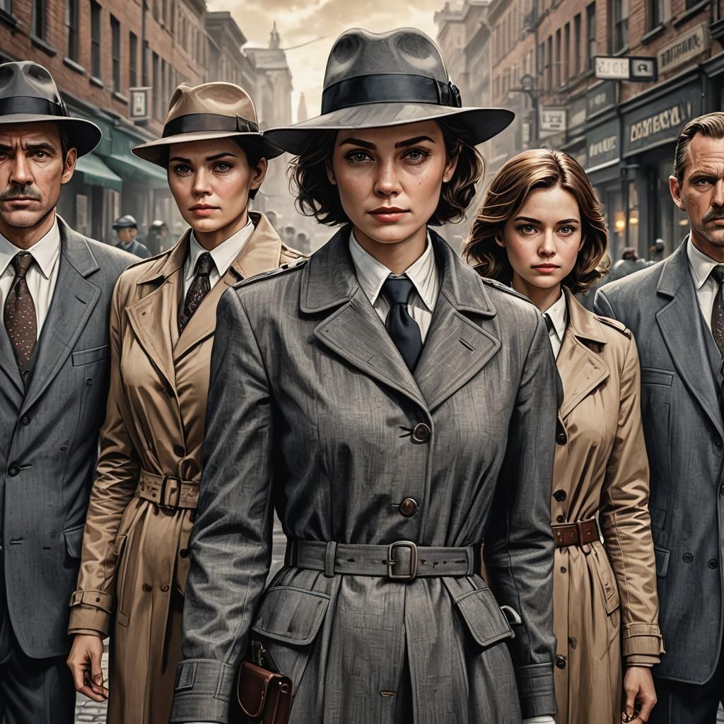 Detailed Detective Family Portrait in Photorealistic Style