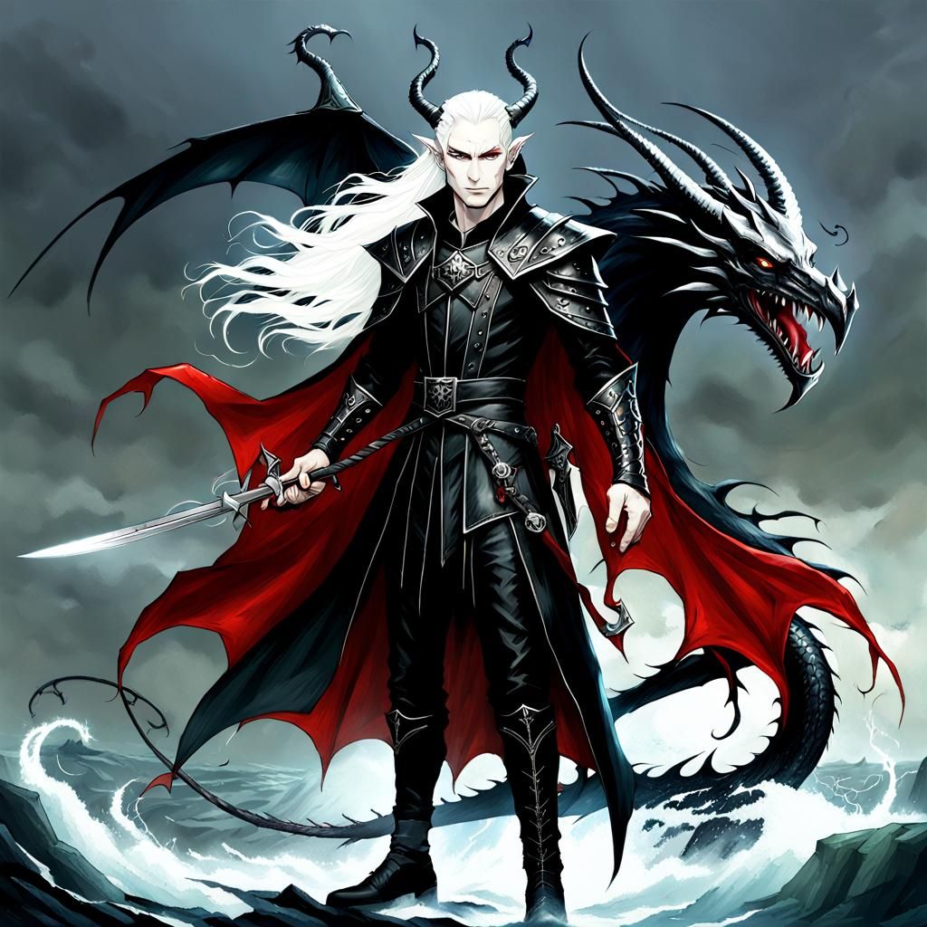 Albino Sorcerer-King and Elven Princess on Dragon Isle