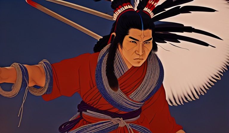 Native American Warrior in Cel-Shaded Realism