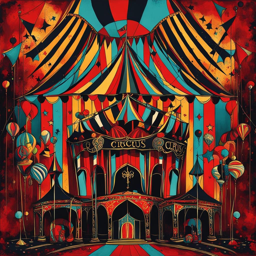 Gothic Circus Abstract Art in Complementary Colors