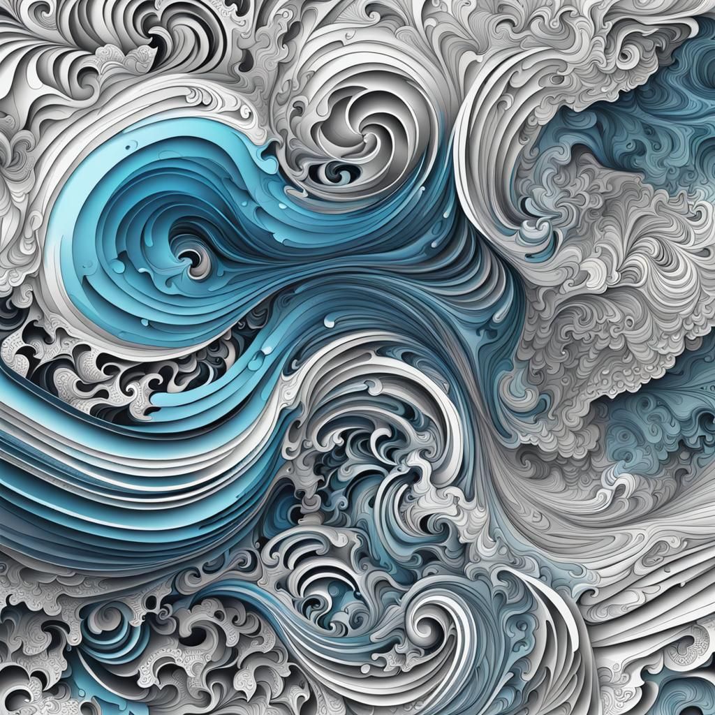 Abstract Fractal Design with Zentangle and 3D Shading