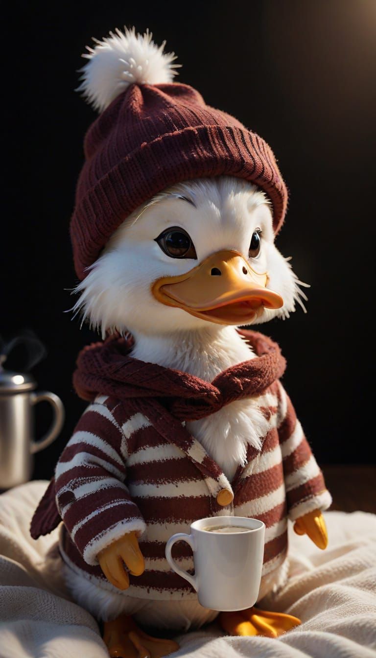 Grumpy Duck Cartoon Character in 3D Render