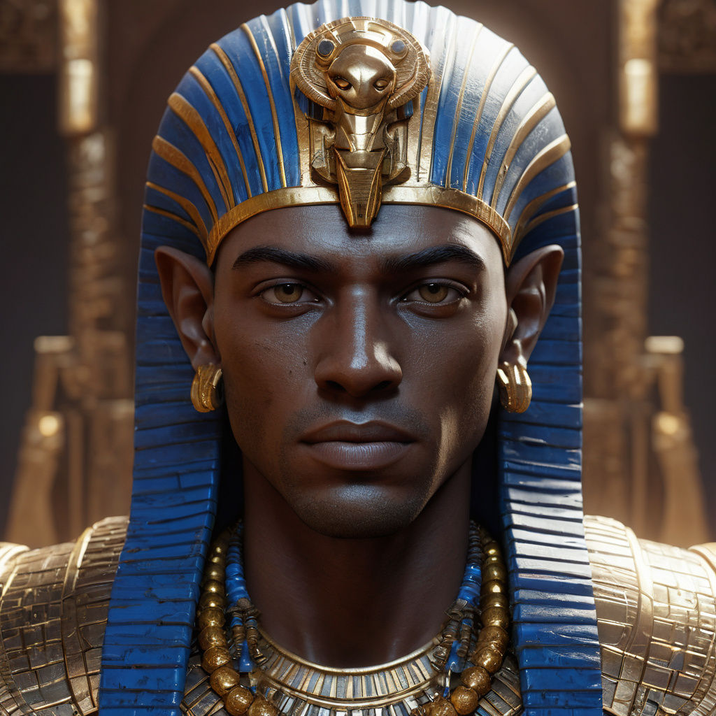 Ancient Pharaoh Portrait in Cyberpunk Style