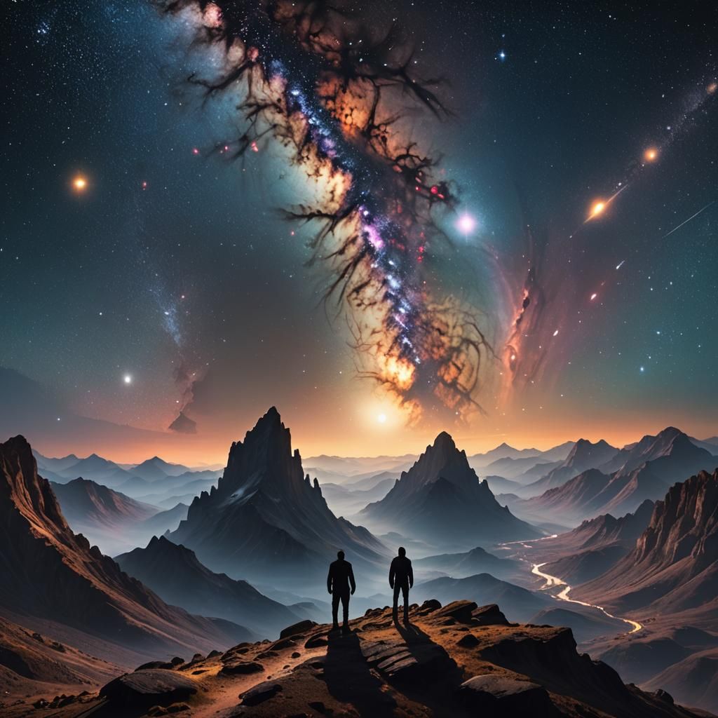 Romantic Figure Gazing at Cosmic Landscape