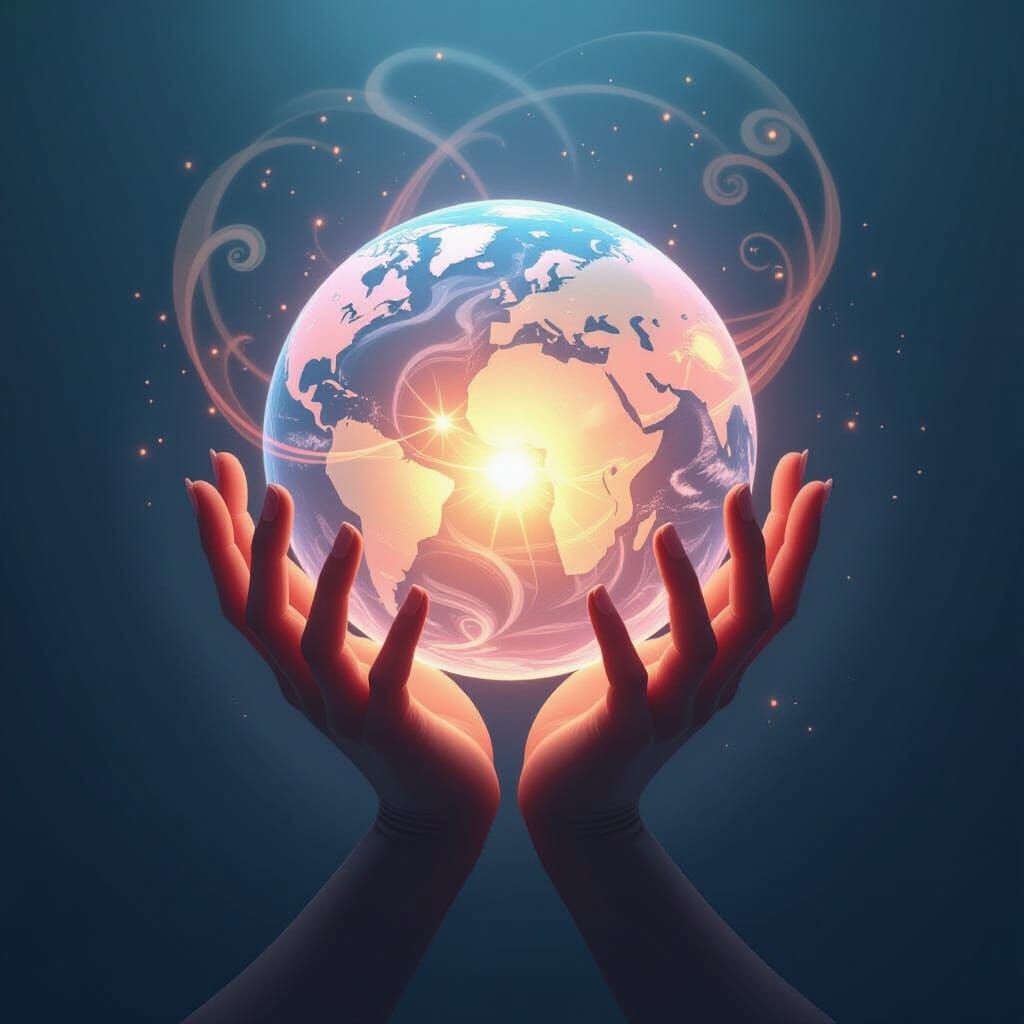 Intertwined Hands Orb: Symbol of Harmony and Humanity