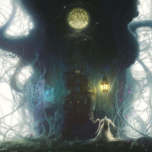 Lovecraftian Witch Room with Spirits and Entities