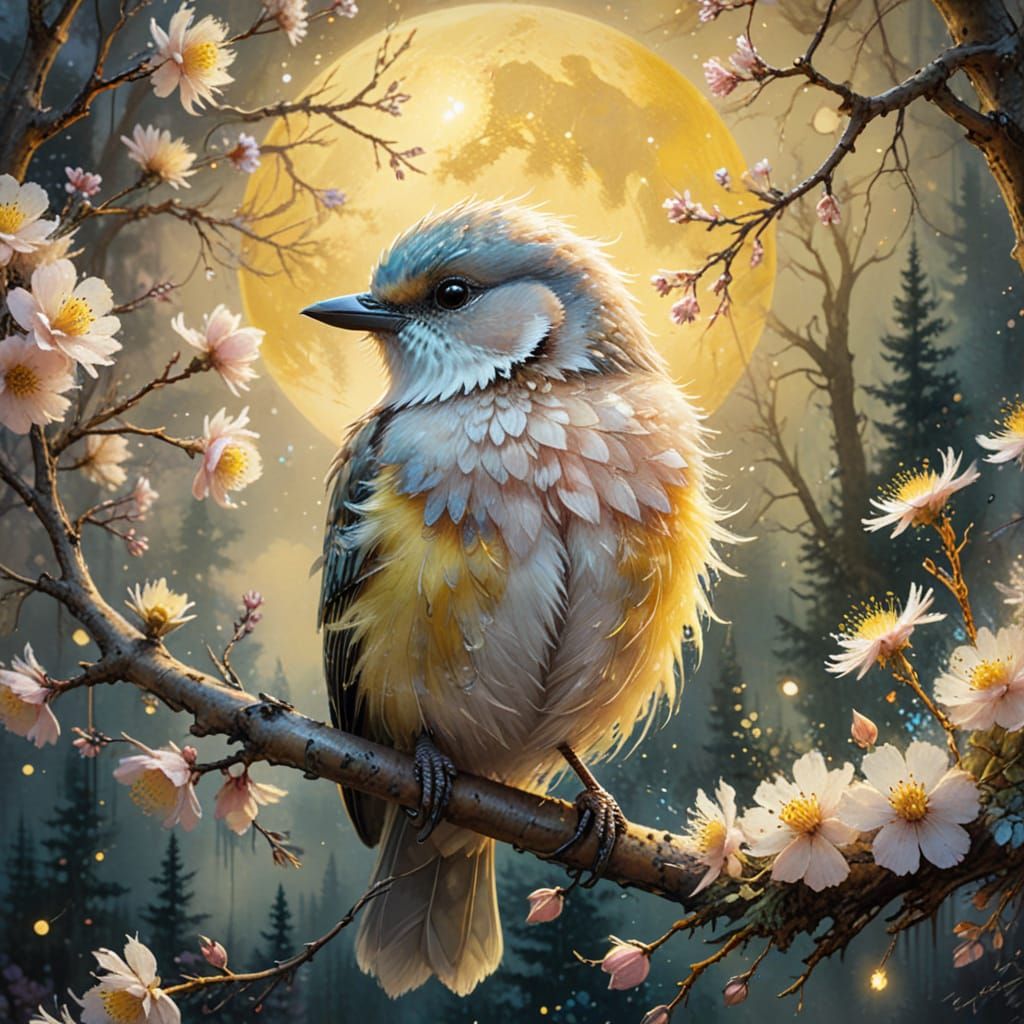 Fluffy Bird in Whimsical Fantasy Art