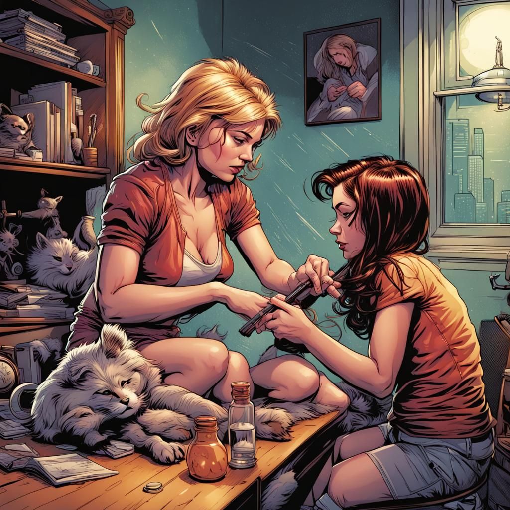 Babysitter in Comic Book Art Style