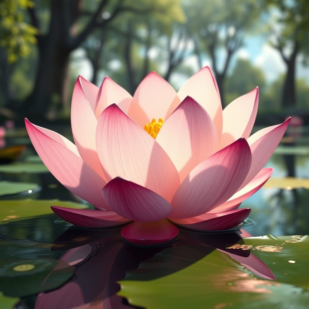 Blooming Lotus in Anime Style