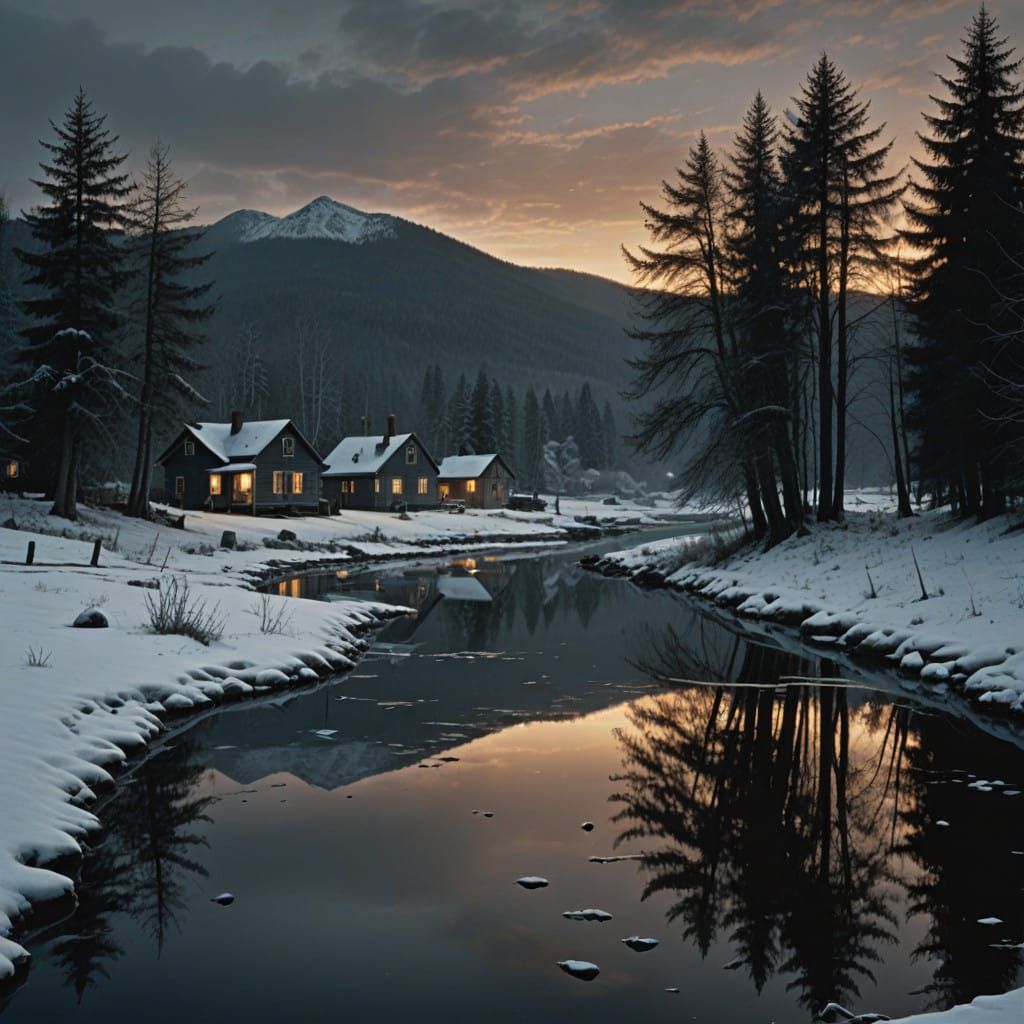 Serene New Year's Eve Winter Wonderland in Soft Golden Light