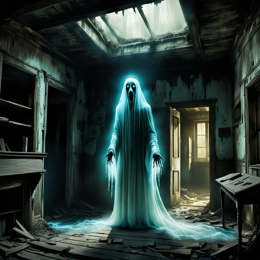 Bioluminescent Ghostly Apparition in Abandoned House