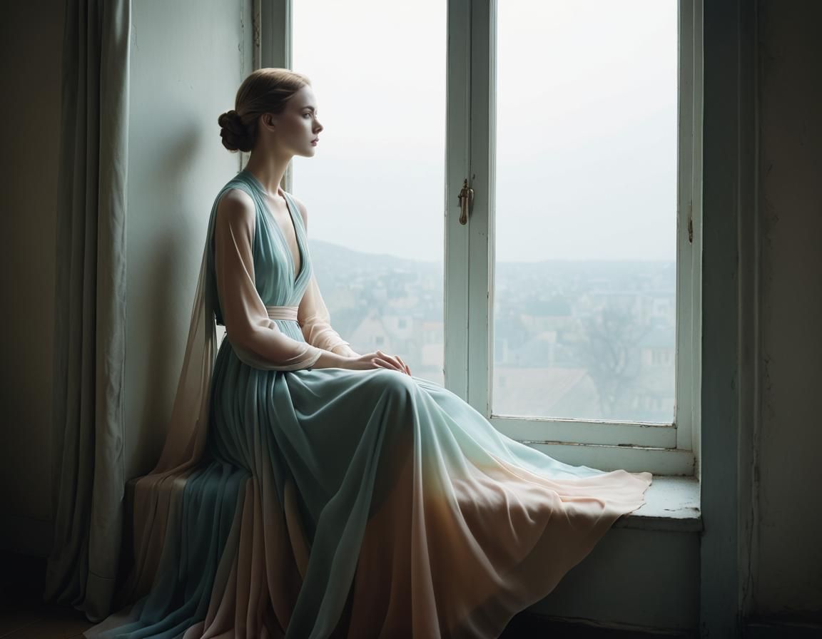 Surreal Fashion Editorial: Model in Window