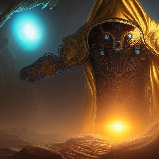 Alien in Golden Robe on Alien Planet