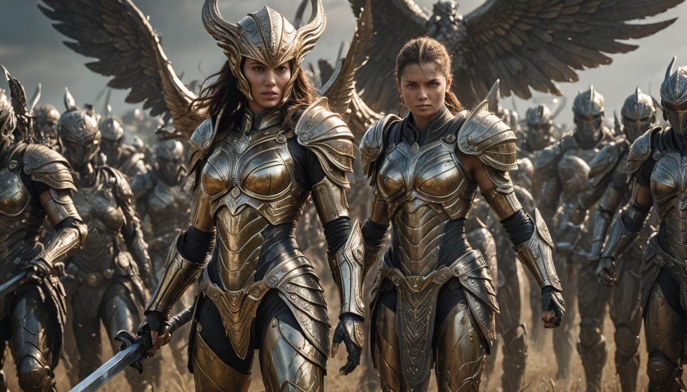 Alien Goddess Warrior Leading Her Troops