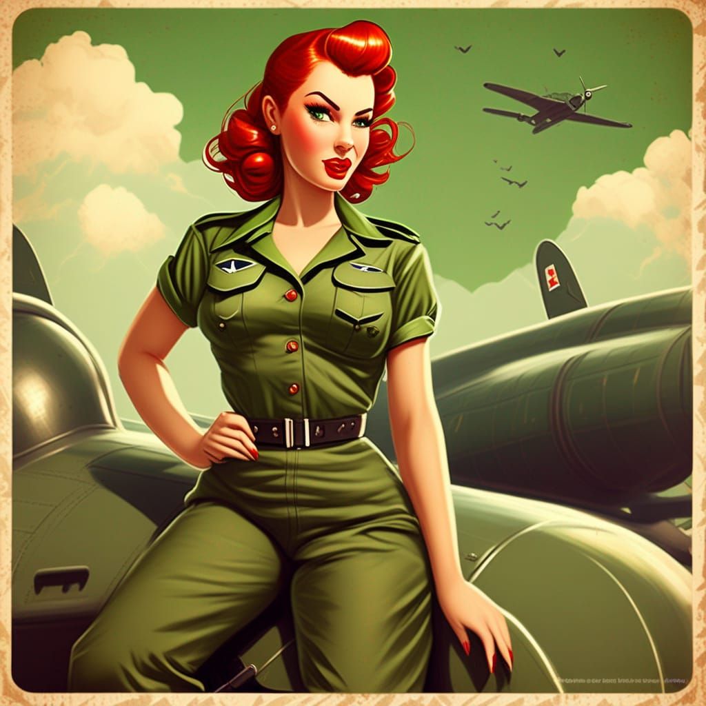 Vintage Pin-Up Girl in 1950s Style