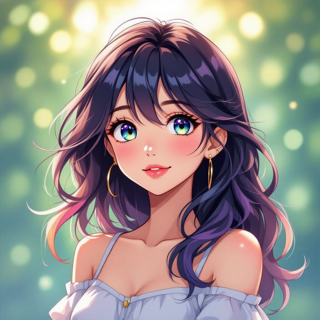 Vibrant Anime Style Portrait of a Young Woman