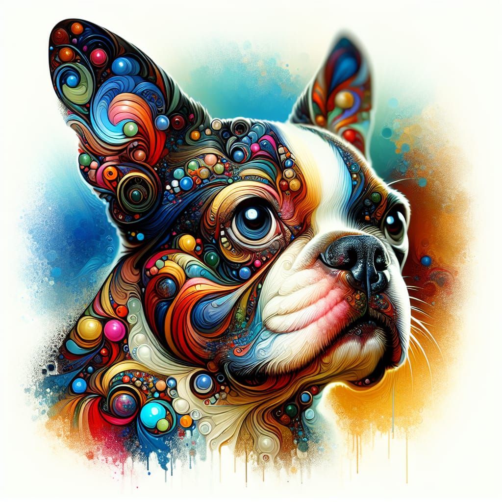 Boston Terrier in Graffiti Street Art Style