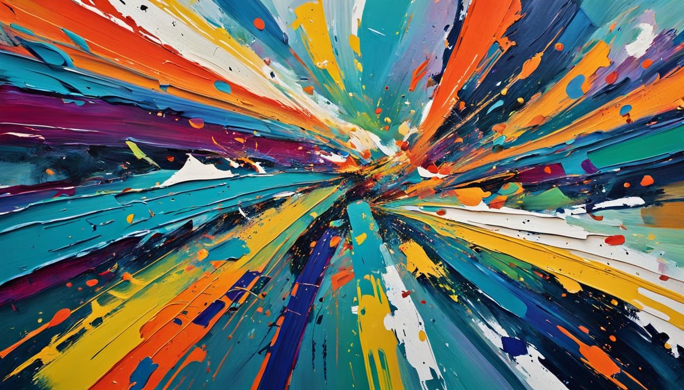 Vibrant Abstract Expressionist Painting with Dynamic Stripes