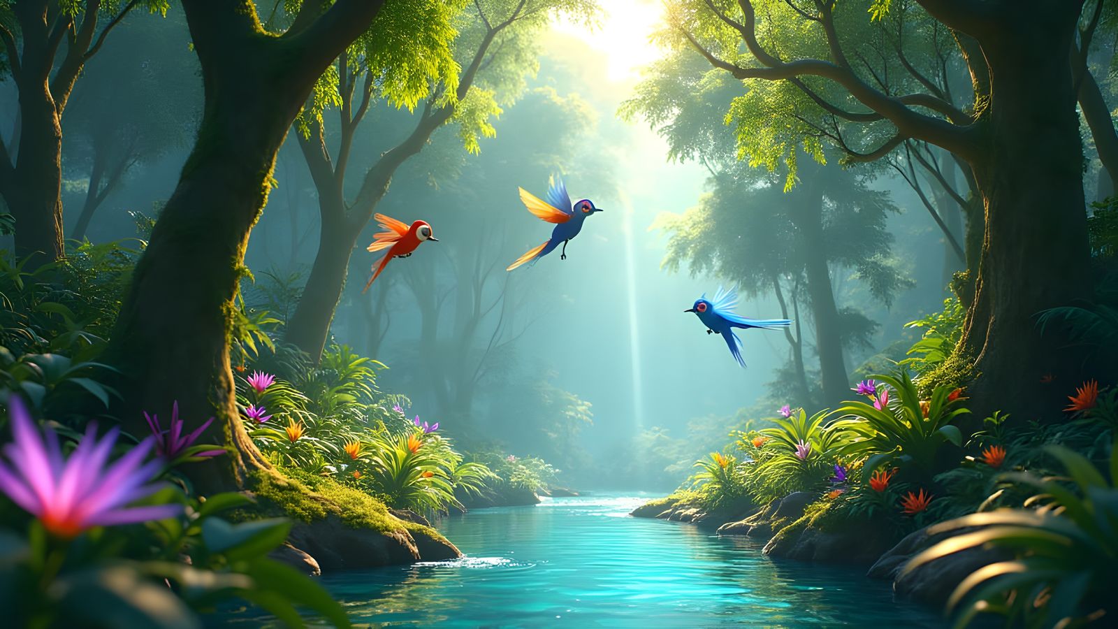 Lush Jungle Canopy in Pixar 3D Style