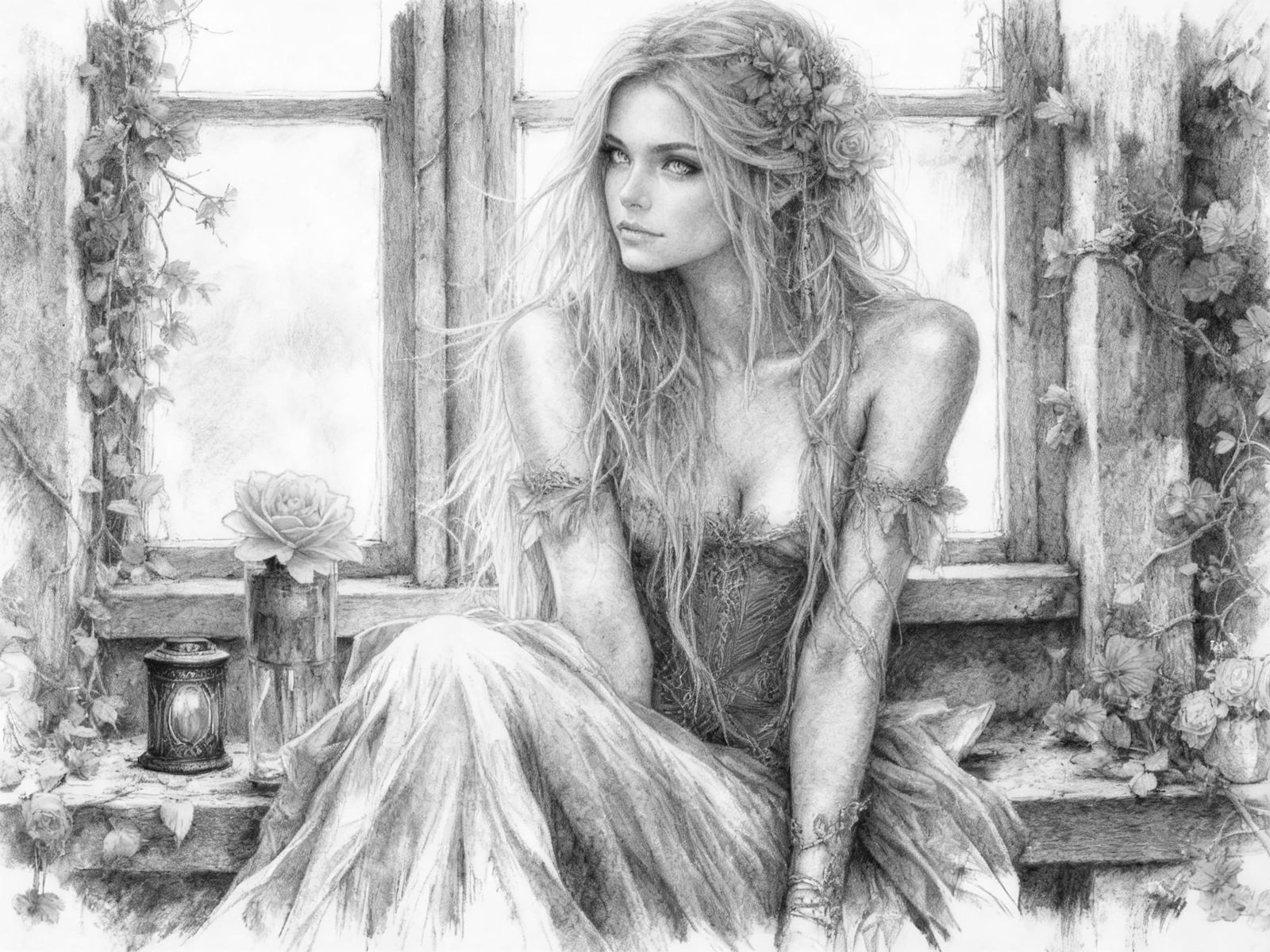 Intrigued Figure in Charcoal and Brush Strokes