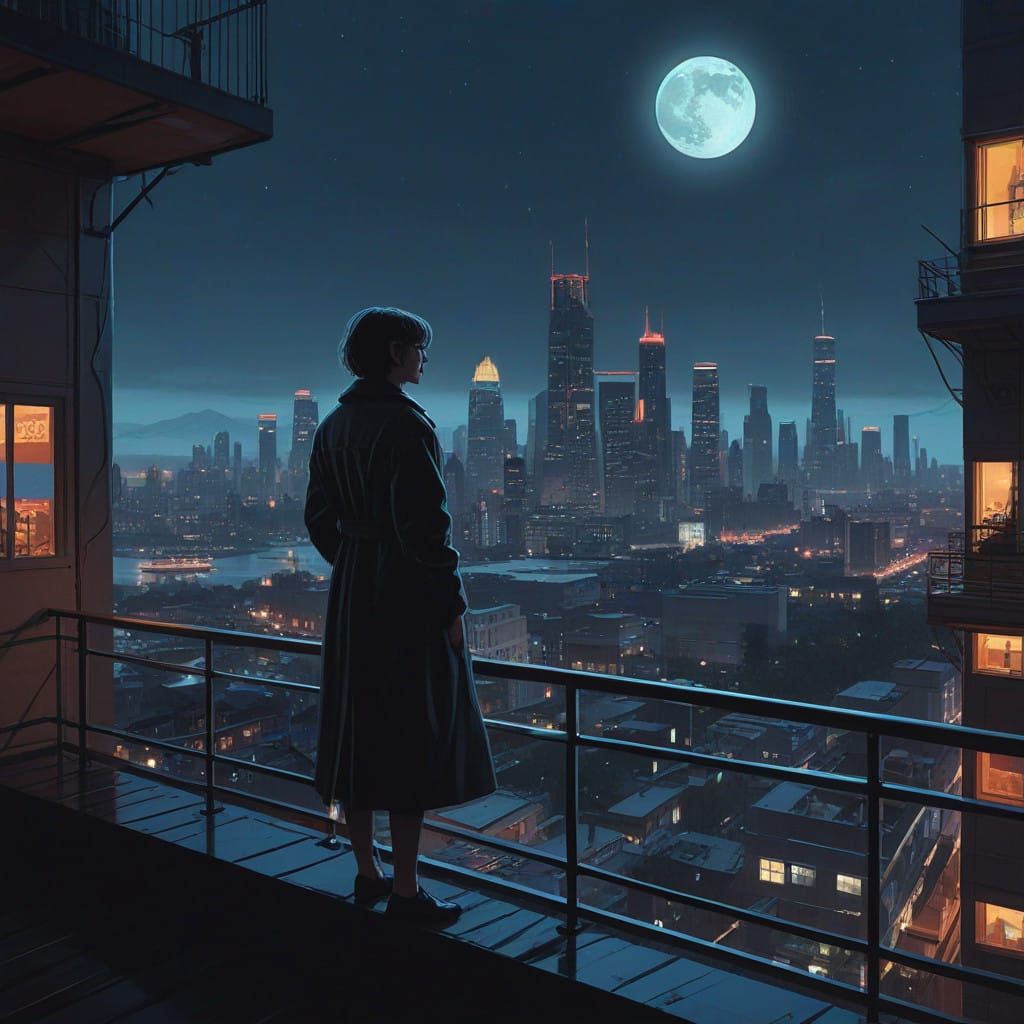 Futuristic Cityscape at Night in Cyberpunk Style