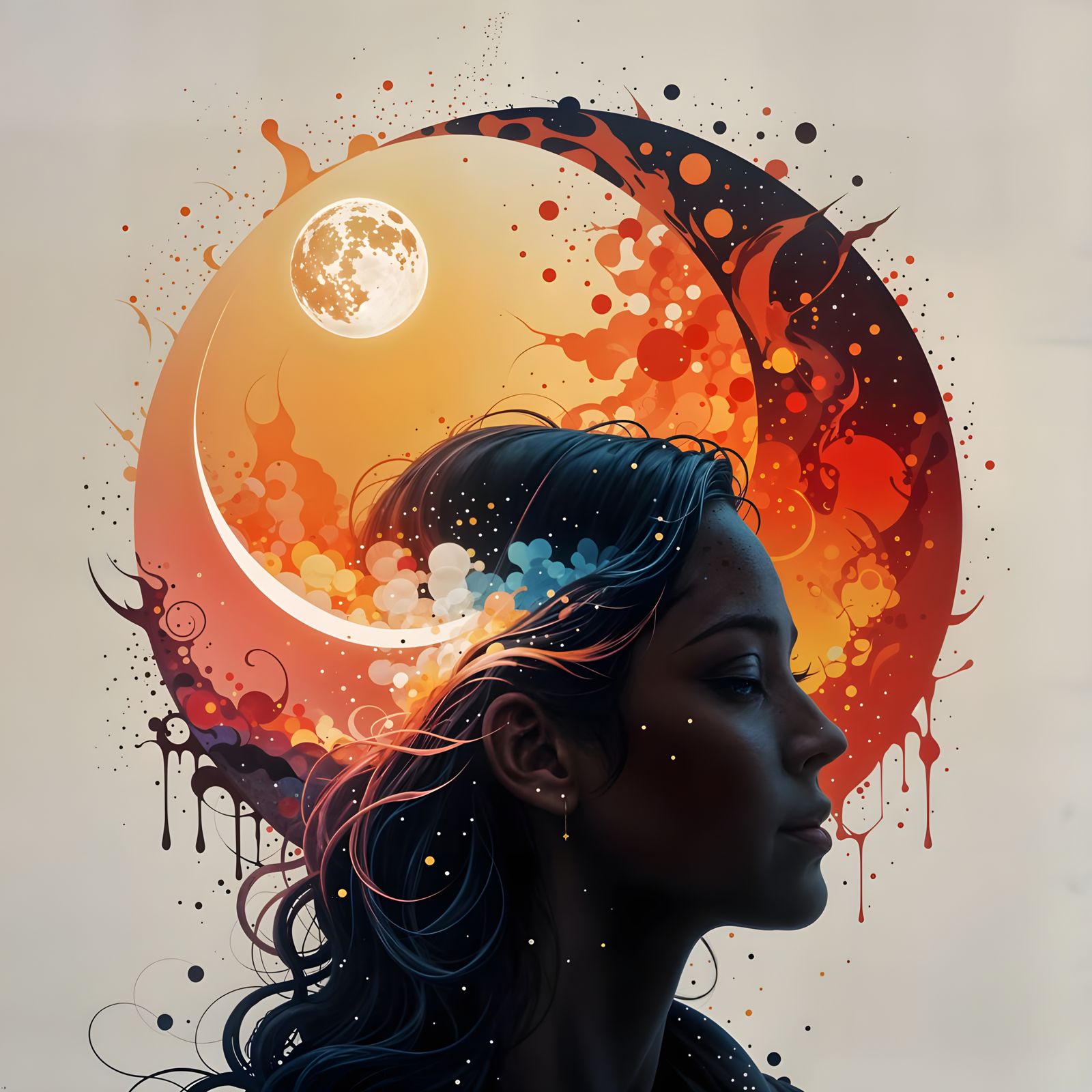 Polka Dot Silhouette with Post-Apocalyptic Landscape