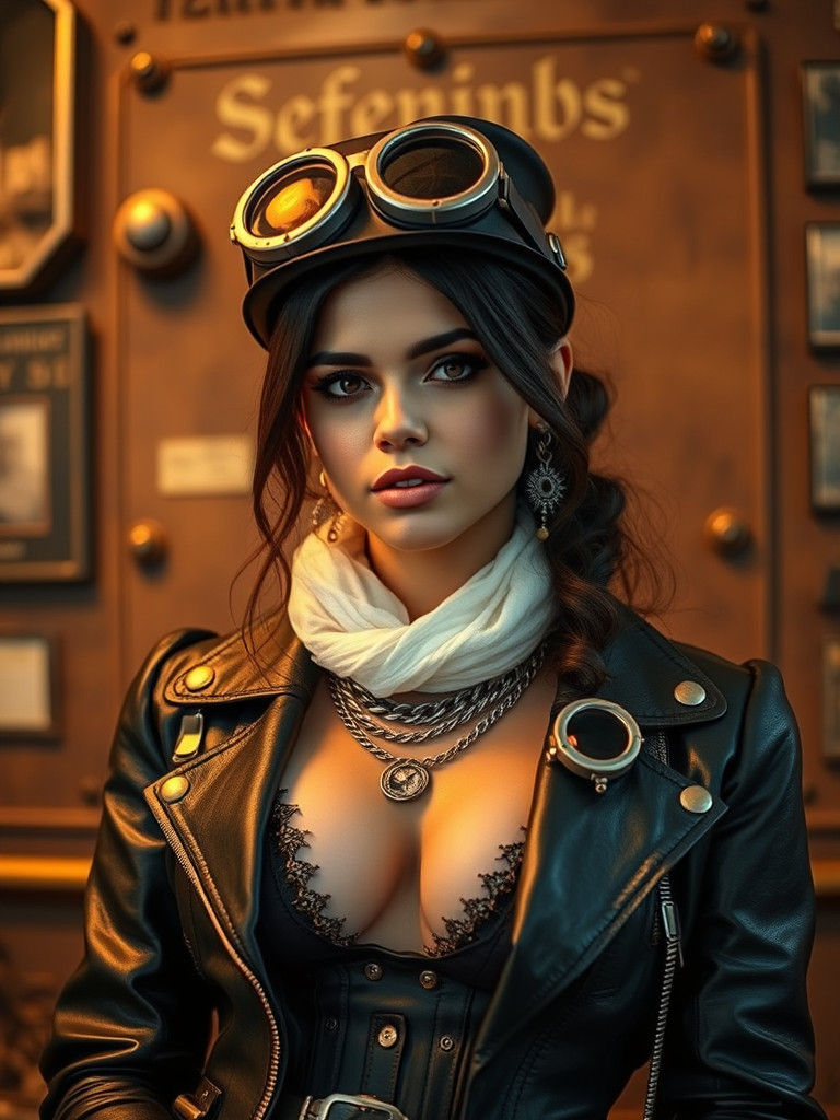 Selena Gomez in Egyptian Steampunk Turban, Hyperrealistic