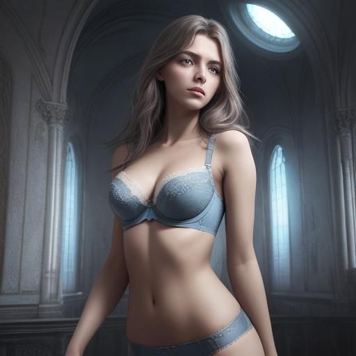 Ethereal Woman Ascends into Iridescent Starry Cosmos