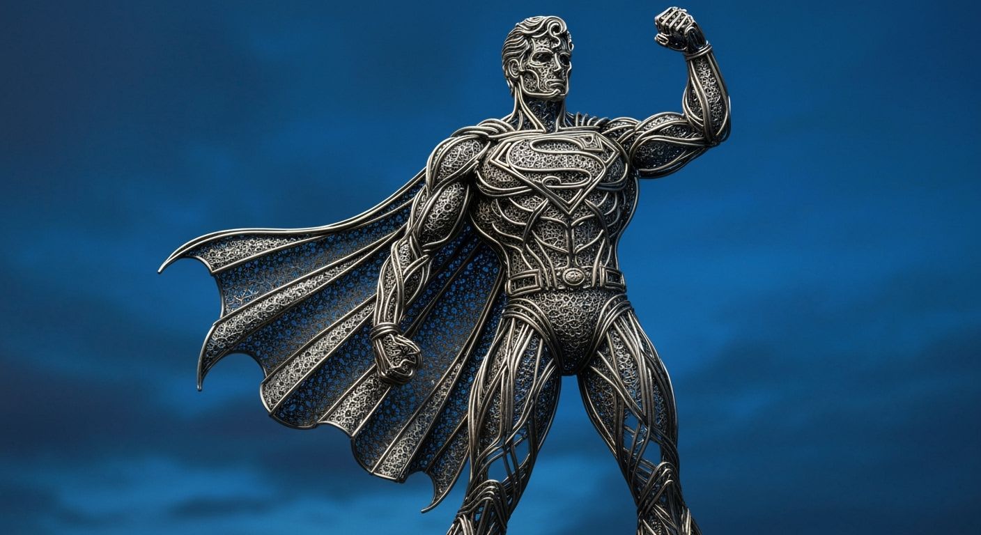 Superman Wire Sculpture with Intricate Cutout Designs