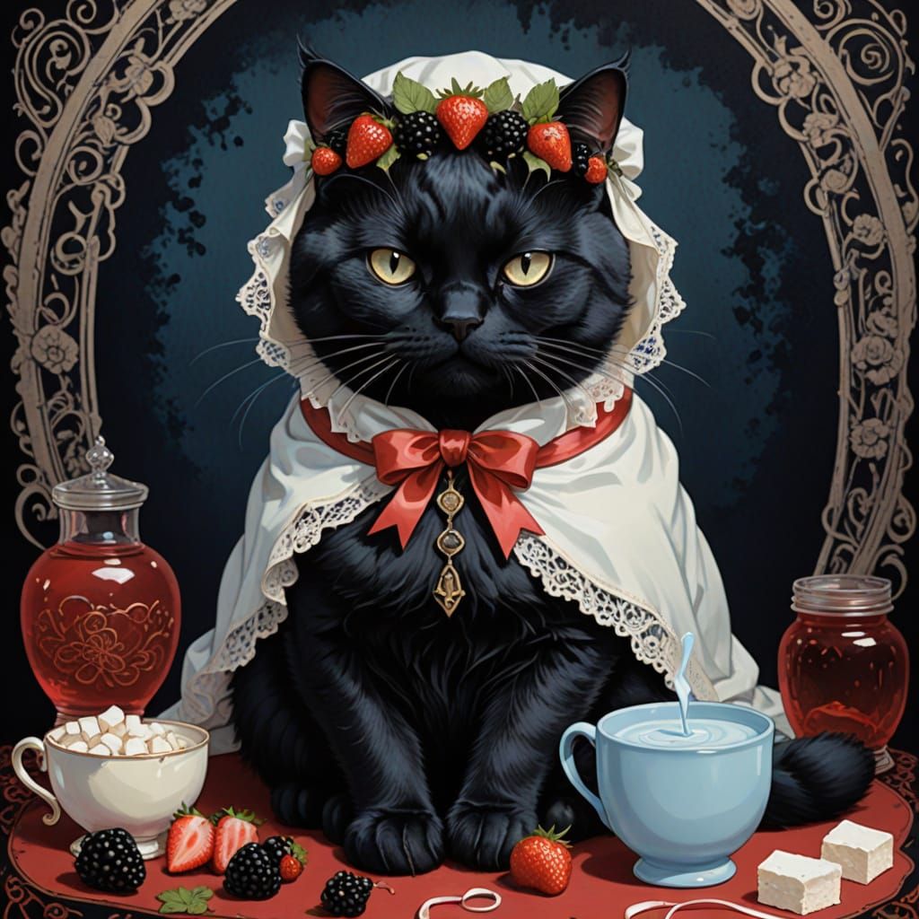 Pastel Goth Mother Cat Tarot Card