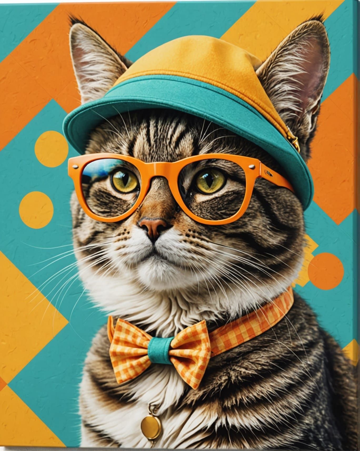 Fashionable Cat in Retro 3D Art Style