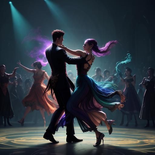 Magical Dance Floor Ambiance in Oil Painting Style