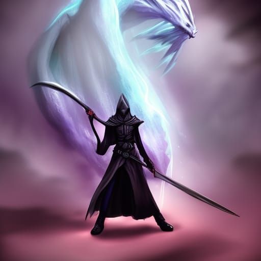 Fantasy Ninja Dragonborn with Blue Magic