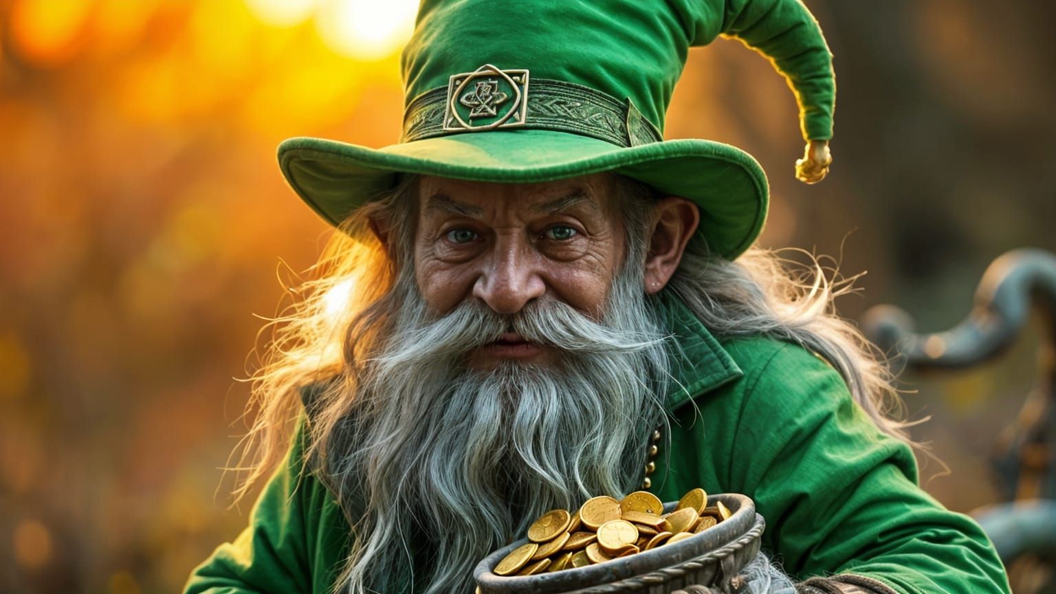 Wizened Leprechaun with Pot of Gold