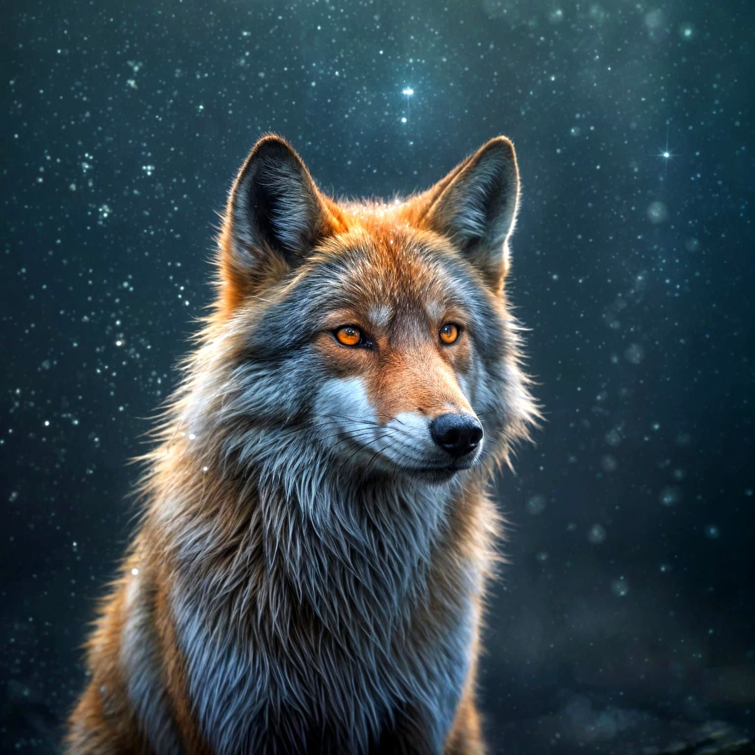 Glowing Fox-Wolf Hybrid in Luminism Style