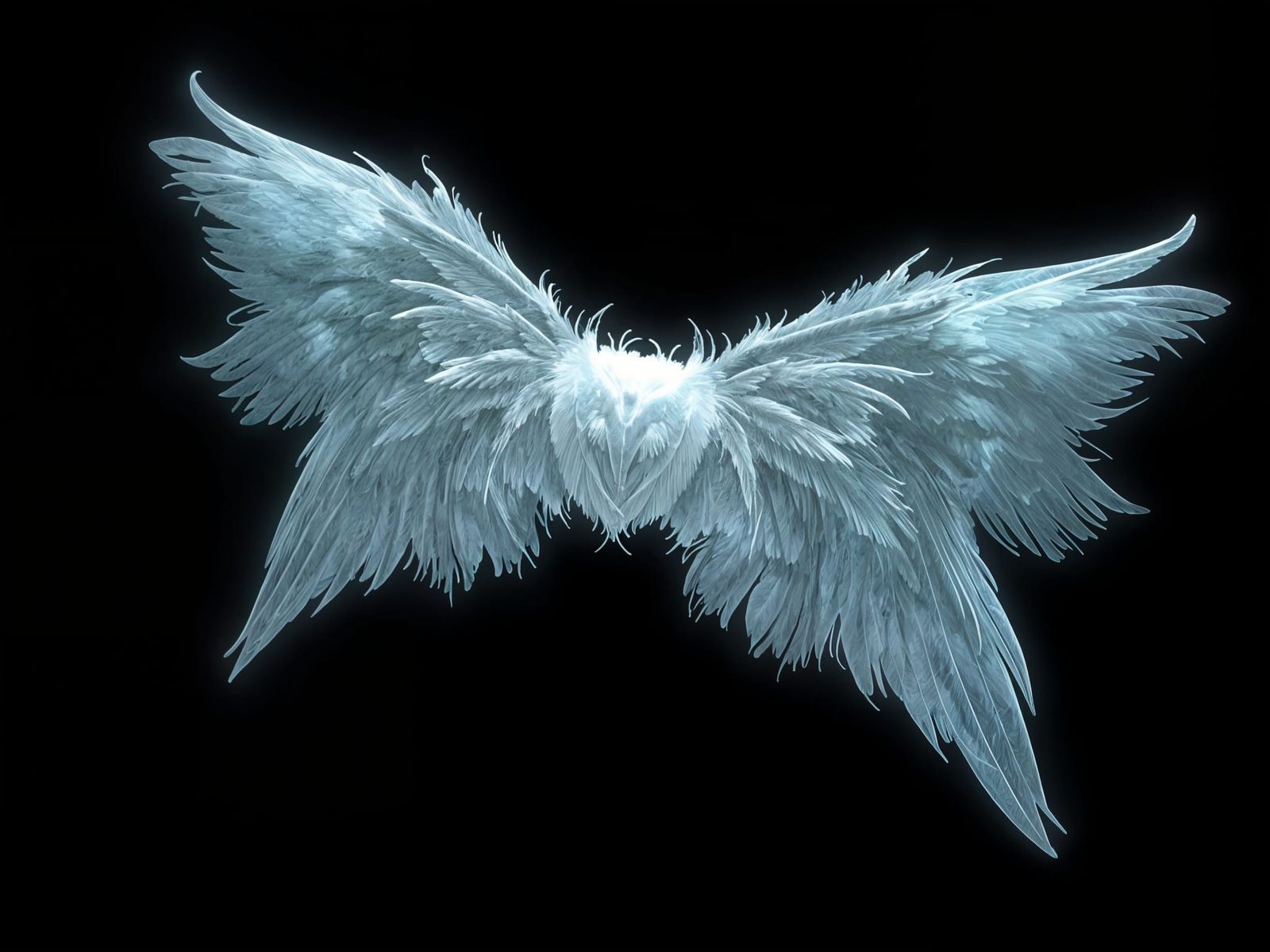 Ethereal Angel Wings with Neon and Glass Details