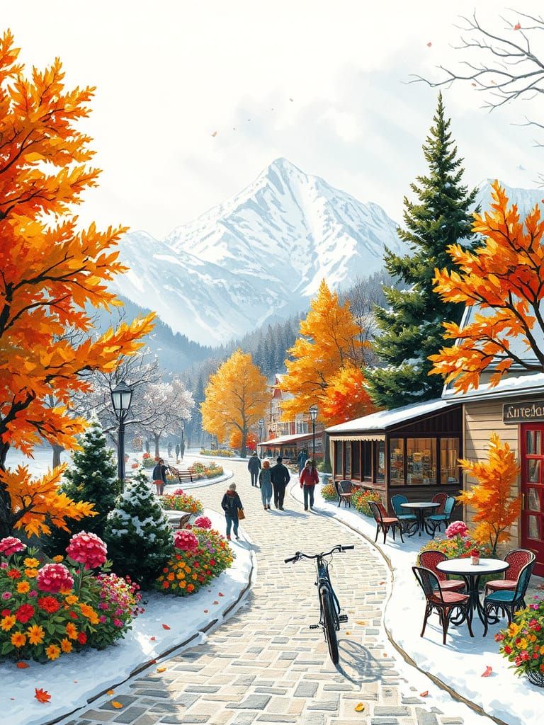 Winter Floral Garden in Vibrant Autumn Colors