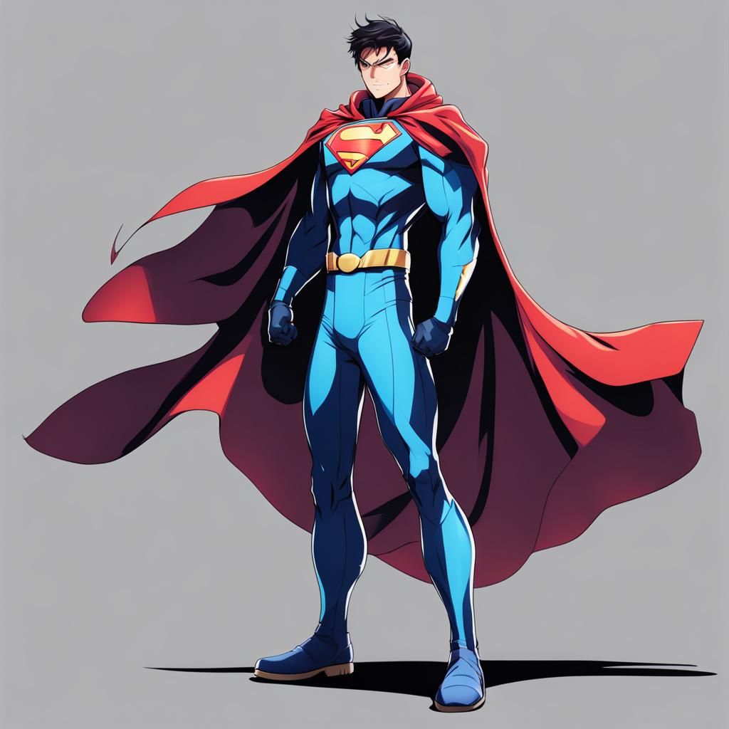 Anime Modern Male Superhero in Spandex Suit