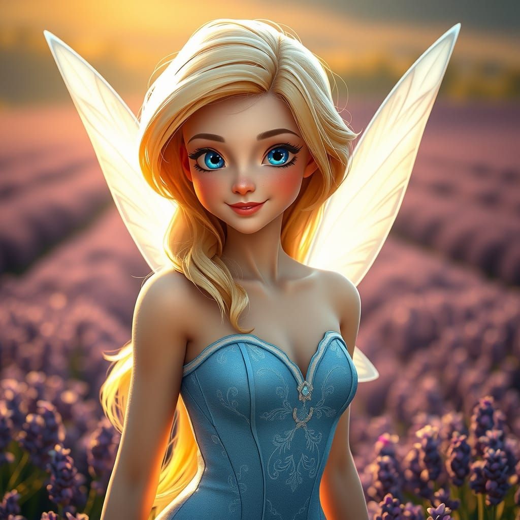 The Blue Fairy in Provence: Digital Art Portrait
